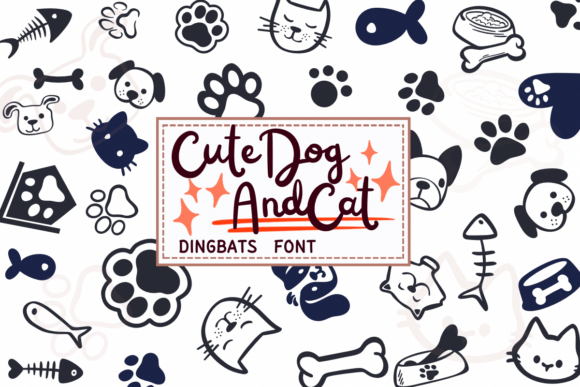 Cute Dog and Cat Dingbats Font